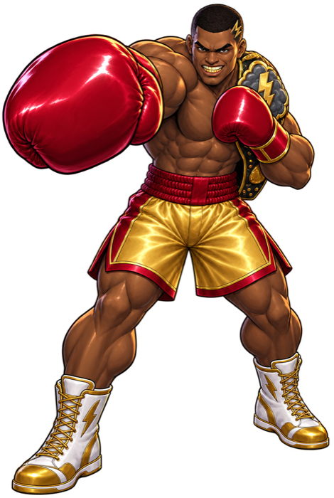 Thunder Titus King throwing a punch